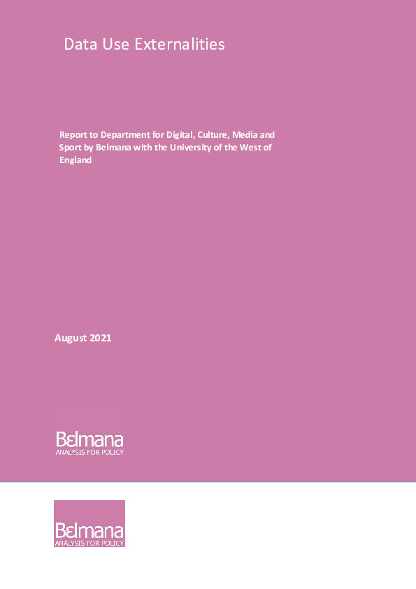 Data use externatilies: Report to department for digital, culture, media and sport by Belmana with the University of the West of England Thumbnail