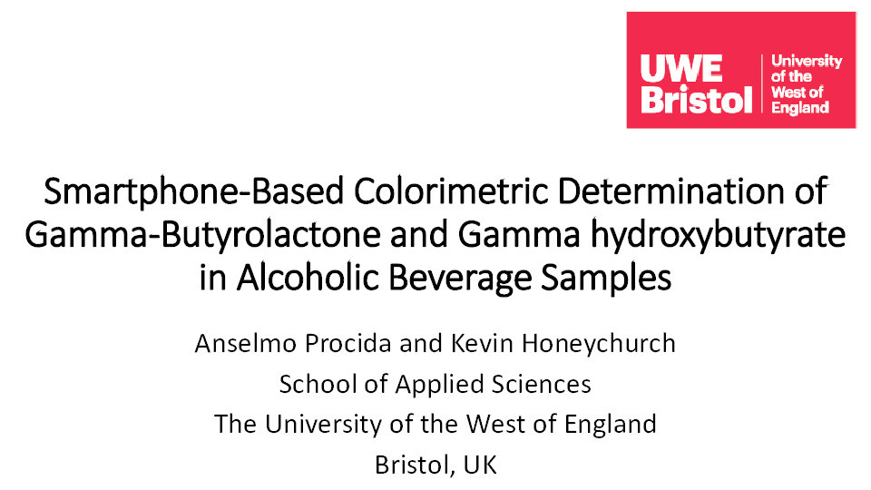 Smartphone-based colorimetric determination of gamma-butyrolactone and gamma hydroxybutyrate in alcoholic beverage samples Thumbnail