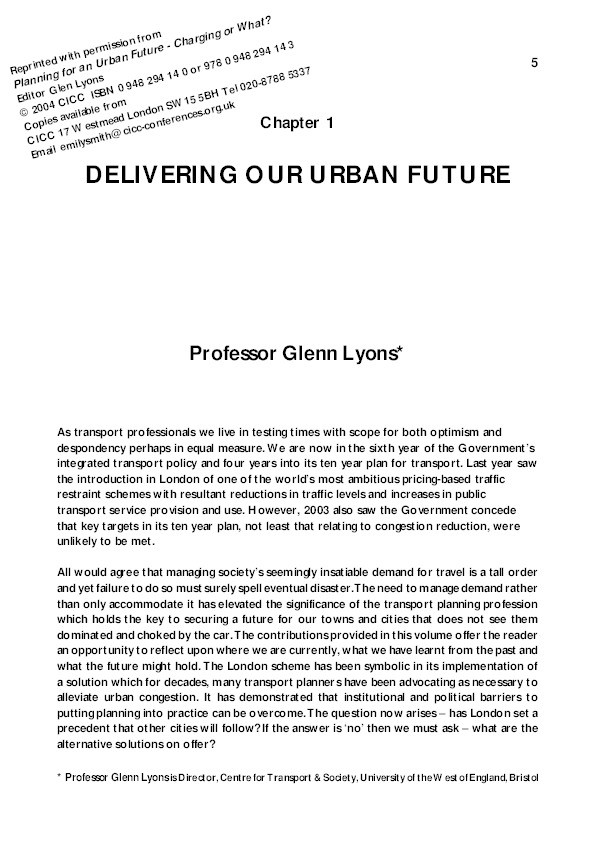 Delivering our urban future Thumbnail