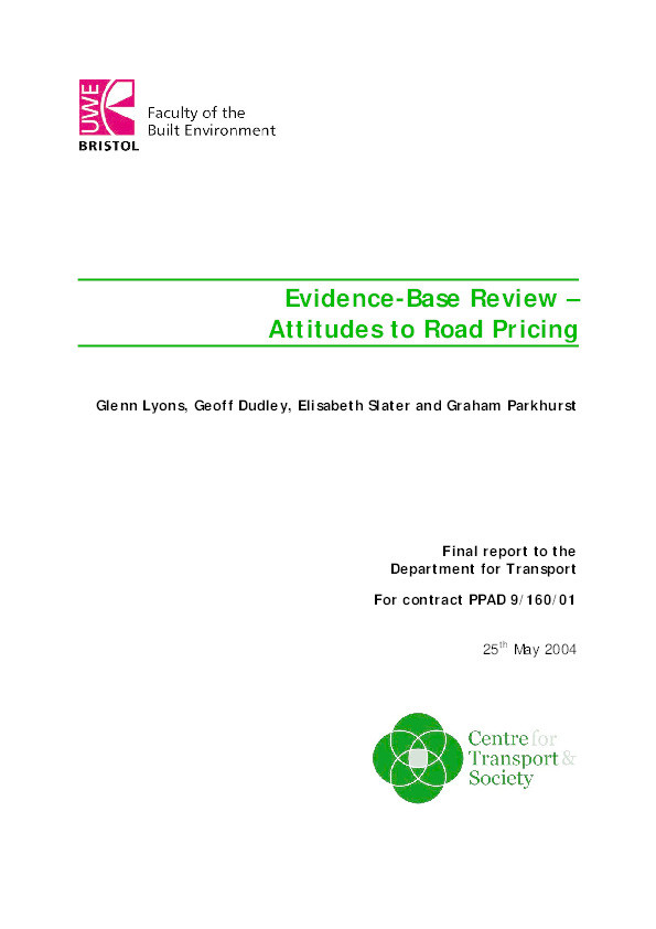 Evidence-based review: Attitudes to road pricing Thumbnail