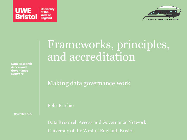 Frameworks, principles, and accreditation:  Making data governance work Thumbnail