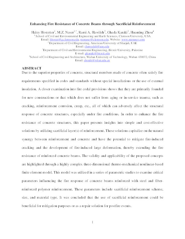 Enhancing fire resistance of reinforced concrete beams through sacrificial reinforcement Thumbnail