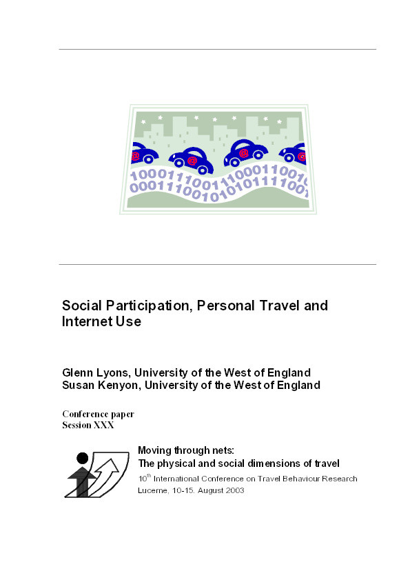 Social participation, personal travel and internet use Thumbnail