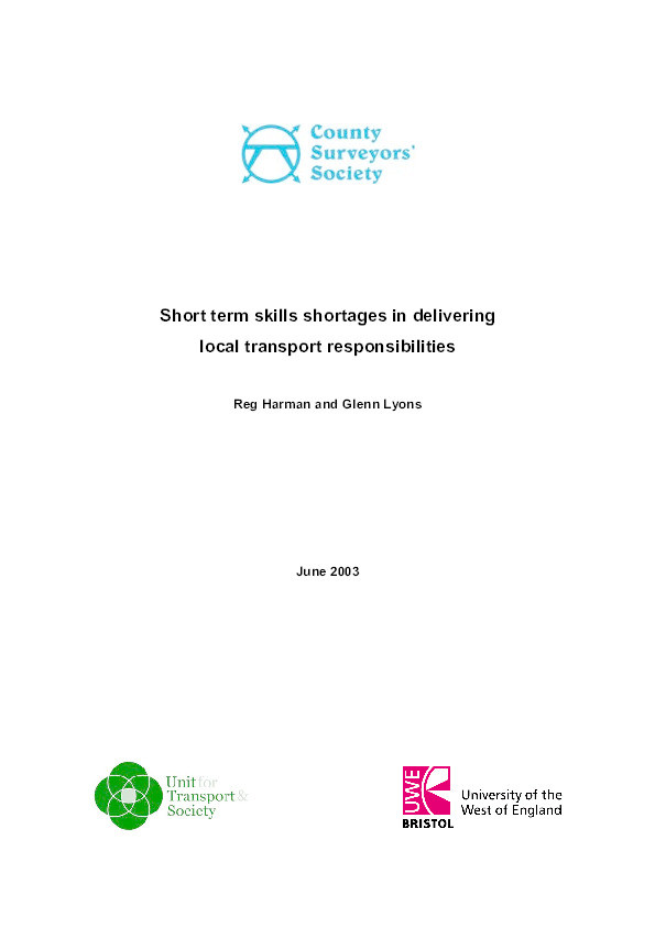 Short term skills shortages in delivering local transport responsibilities Thumbnail
