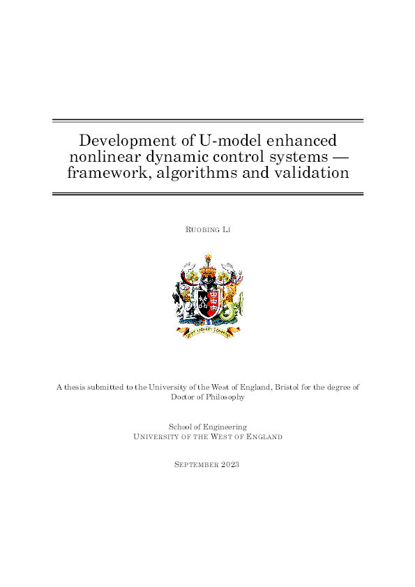 Development of U-model enhanced nonlinear dynamic control systems —Framework, algorithms and validation Thumbnail