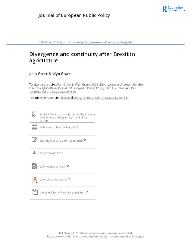 Divergence and continuity after Brexit in agriculture Thumbnail