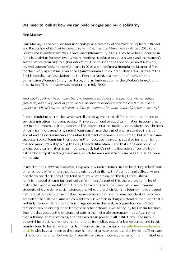 Left feminisms: Jo Littler in conversation with Finn Mackay Thumbnail