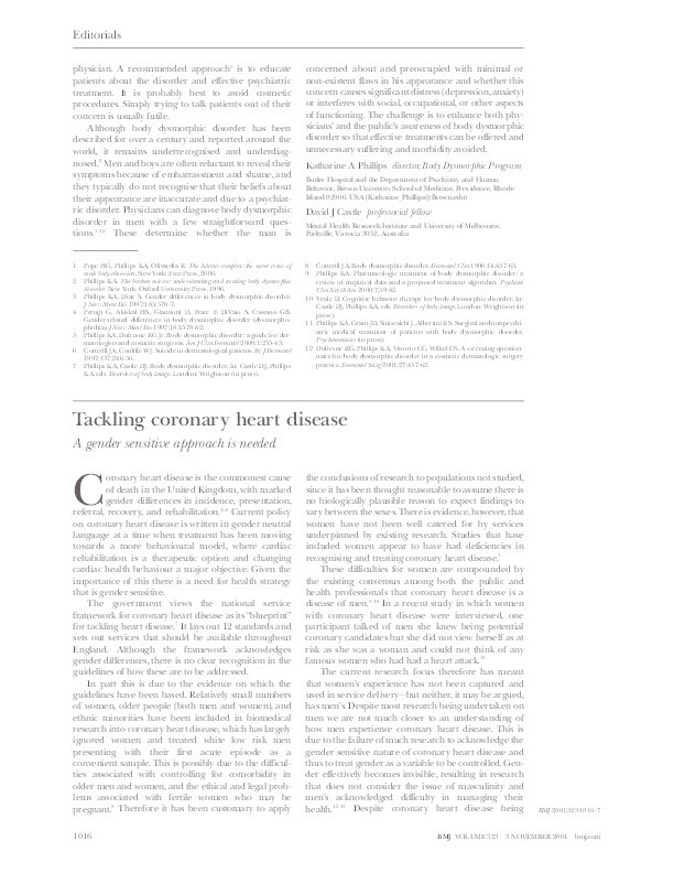 Tackling coronary heart disease: A gender sensitive approach is needed Thumbnail