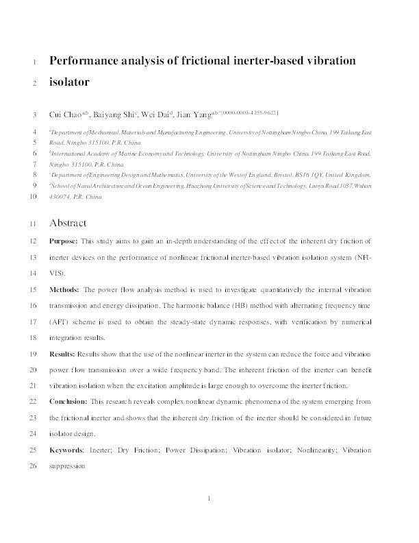 Performance analysis of frictional inerter-based vibration isolators Thumbnail