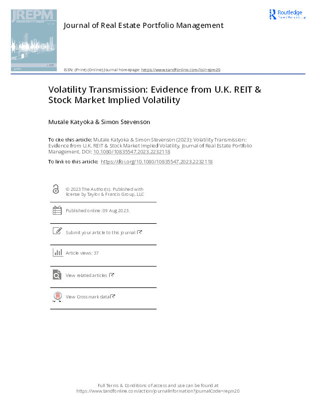 Volatility transmission: Evidence from U.K. REIT & stock market implied volatility Thumbnail