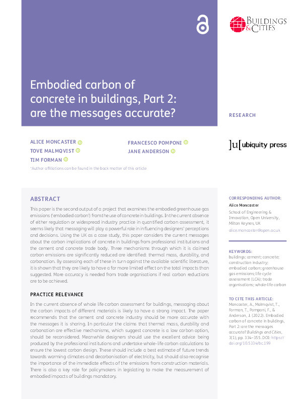 Embodied carbon of concrete in buildings, Part 2: Are the messages accurate? Thumbnail