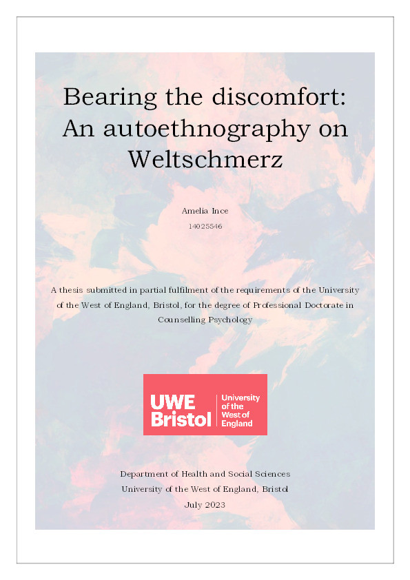Bearing the discomfort: An autoethnography on Weltschmerz Thumbnail