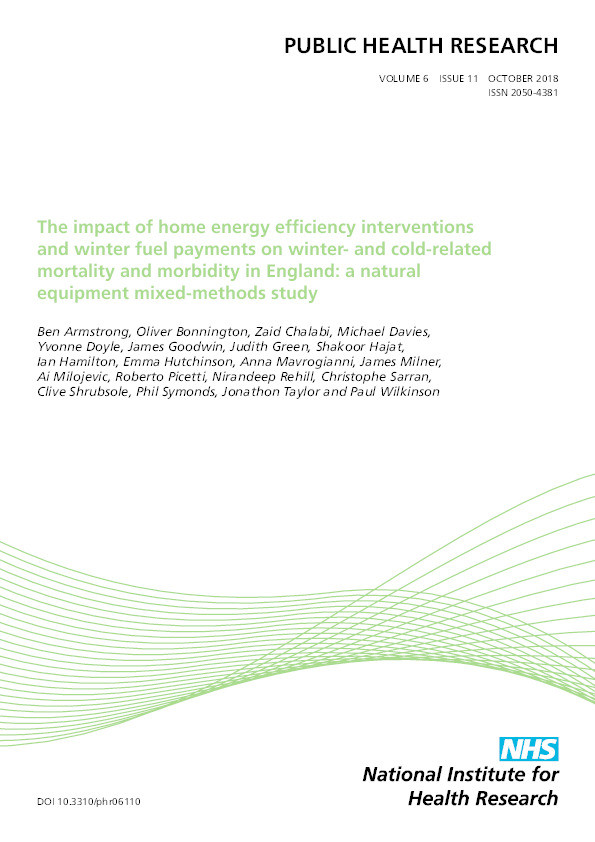 The impact of home energy efficiency interventions and winter fuel payments on winter- and cold-related mortality and morbidity in England: A natural equipment mixed-methods study Thumbnail