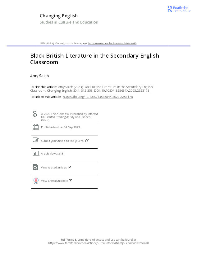 Black British literature in the secondary English classroom Thumbnail