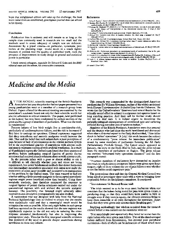 Medicine and the media Thumbnail