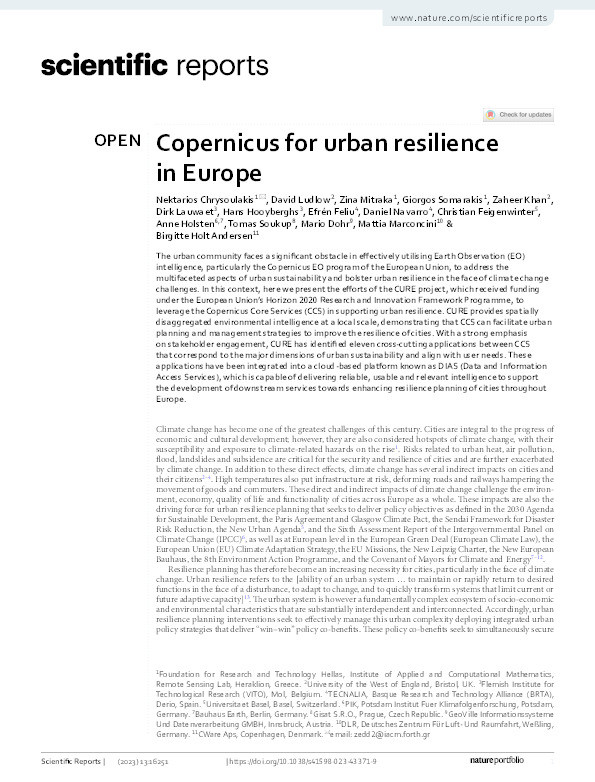 Copernicus for urban resilience in Europe Thumbnail