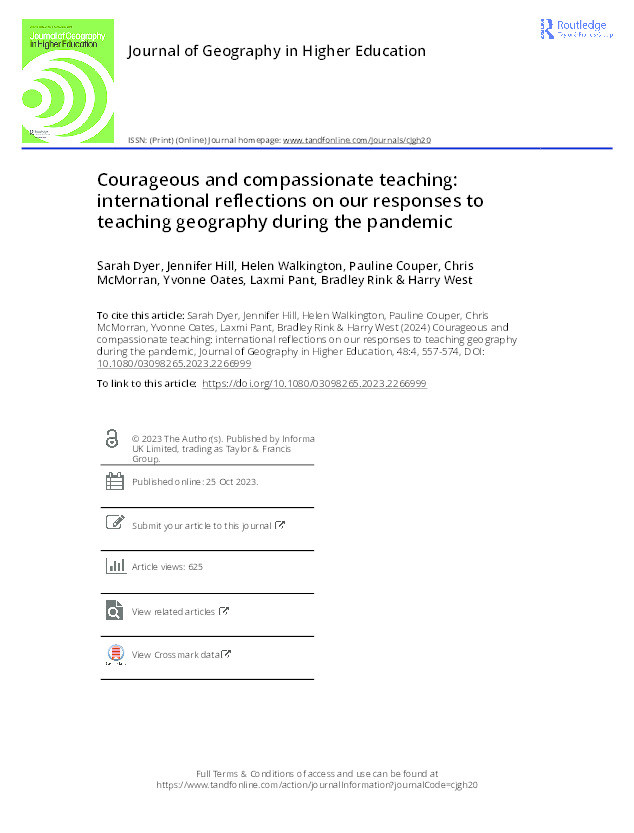 Courageous and compassionate teaching: International reflections on our responses to teaching geography during the pandemic Thumbnail