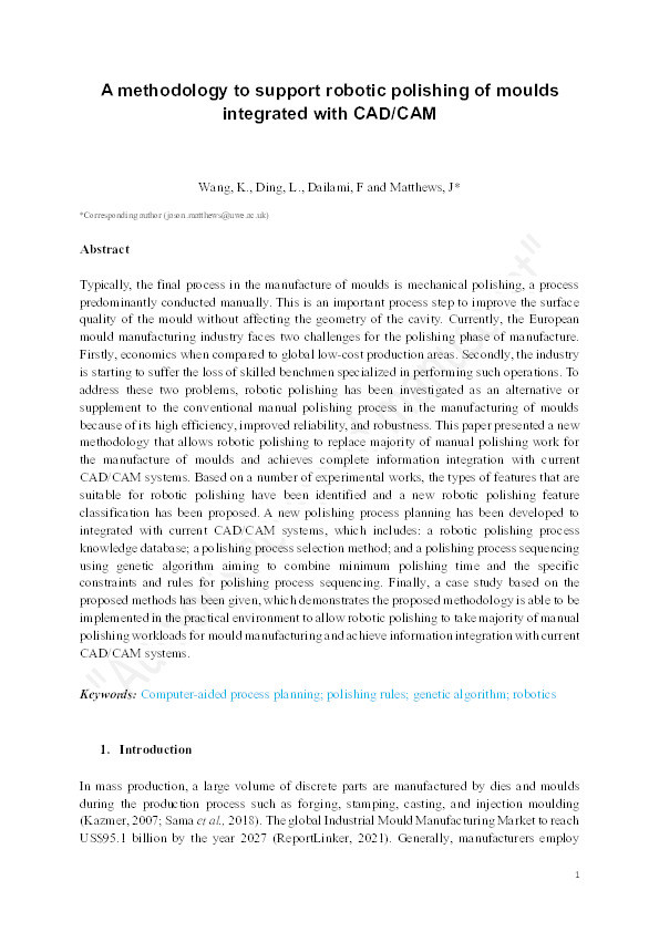 A methodology to support robotic polishing of moulds integrated with CAD/CAM Thumbnail