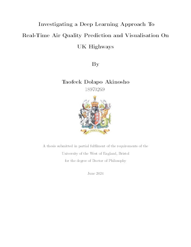 Investigating a deep learning approach to real-time air quality prediction and visualisation on UK highways Thumbnail