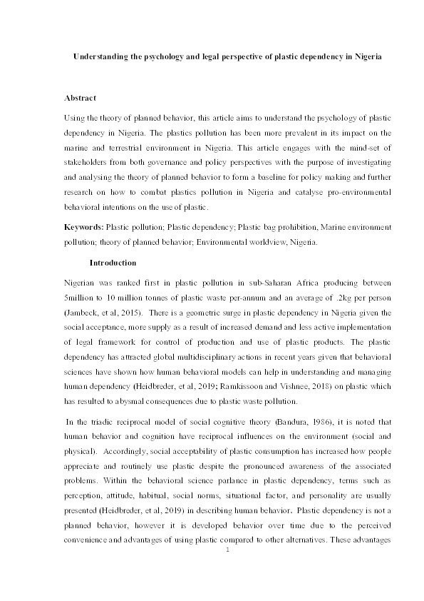 Understanding the psychology and legal perspective of plastic dependency in Nigeria Thumbnail