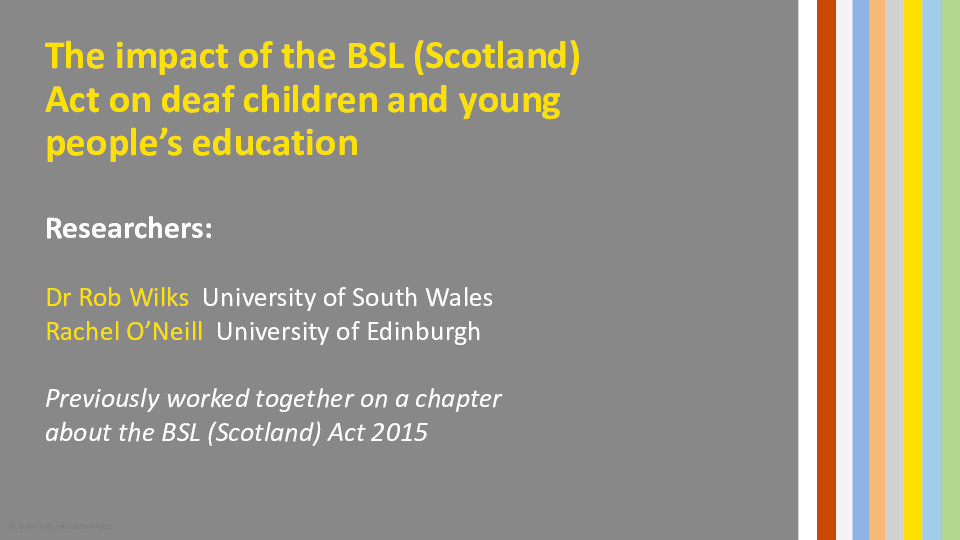 The impact of the BSL (Scotland) Act on the education of deaf children and young people Thumbnail