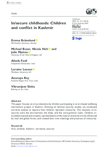 In/secure childhoods: Children and conflict in Kashmir Thumbnail
