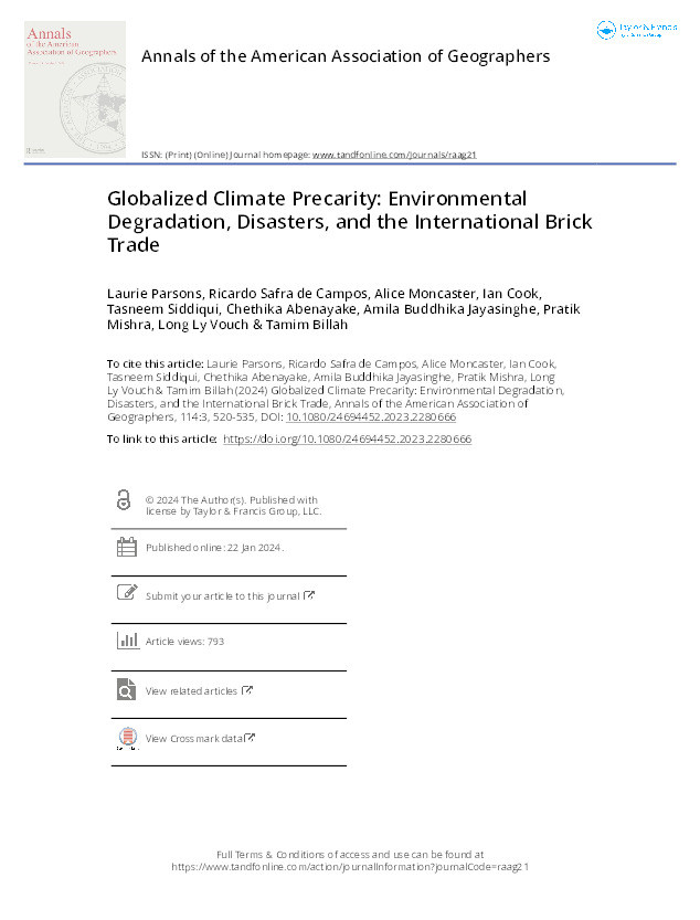 Globalised climate precarity: Environmental degradation, disasters and the international brick trade Thumbnail