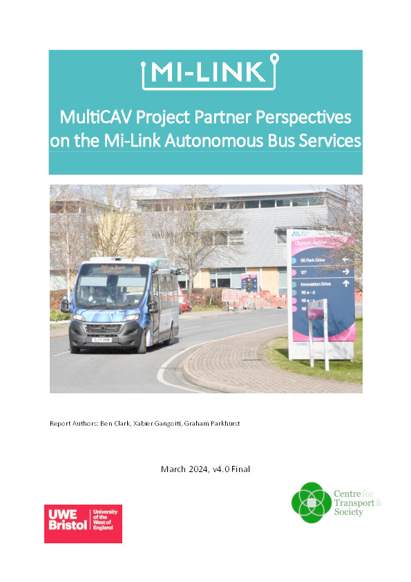 MultiCAV project partner perspectives on the Mi-Link autonomous bus services Thumbnail