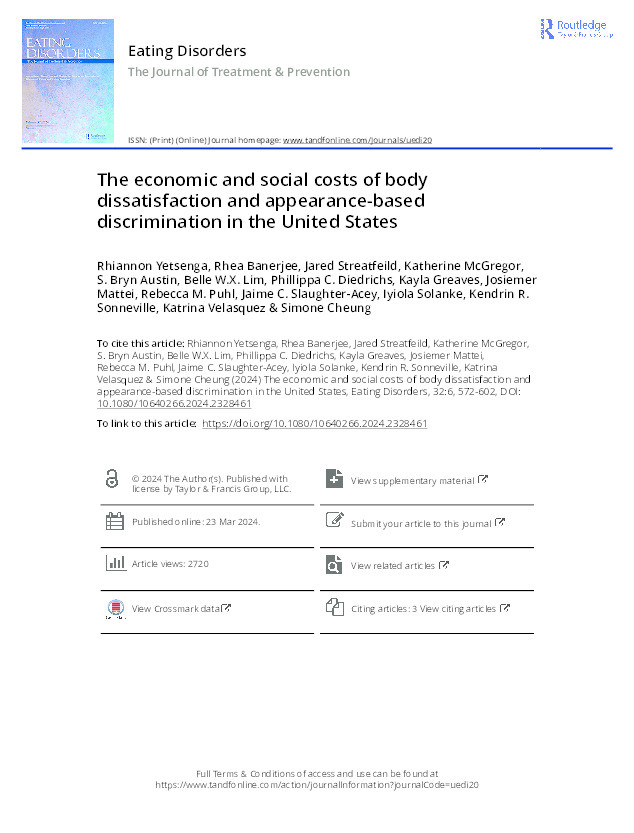 The economic and social costs of body dissatisfaction and appearance-based discrimination in the United States Thumbnail