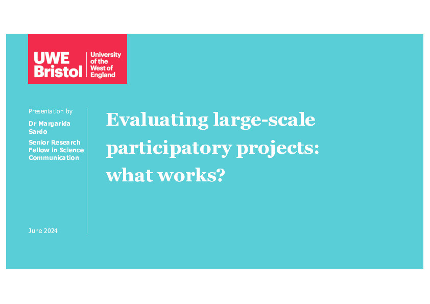 Evaluating large-scale participatory projects: what works? Thumbnail