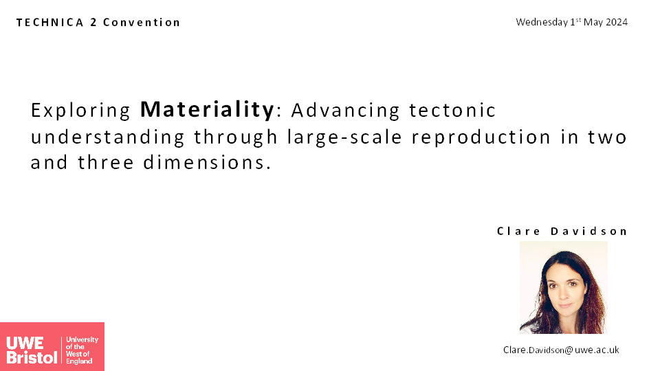 Exploring materiality: Advancing tectonic understanding through large-scale reproduction in two and three dimensions Thumbnail