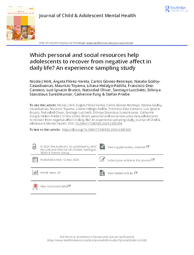 Which personal and social resources help adolescents to recover from negative affect in daily life? An experience sampling study Thumbnail