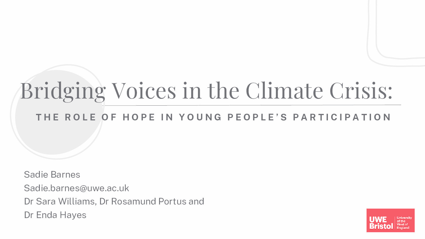 Bridging voices in the climate crisis: The role of hope in young people’s participation Thumbnail