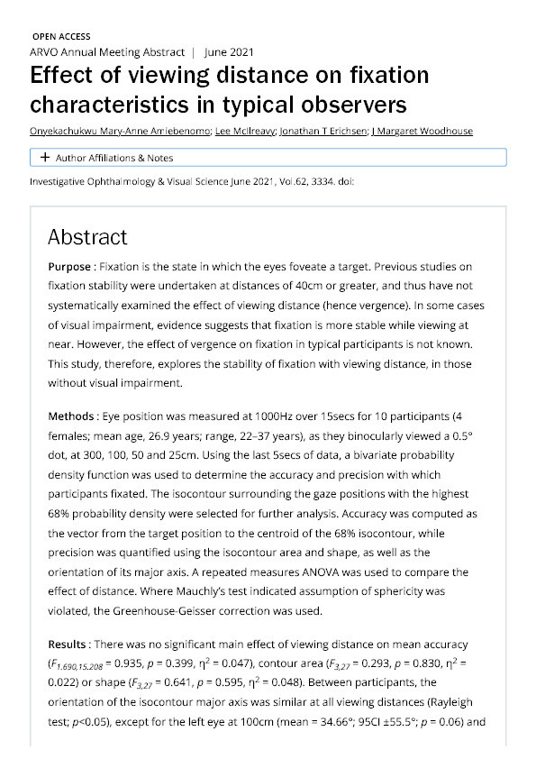 Effect of viewing distance on fixation characteristics in typical observers Thumbnail