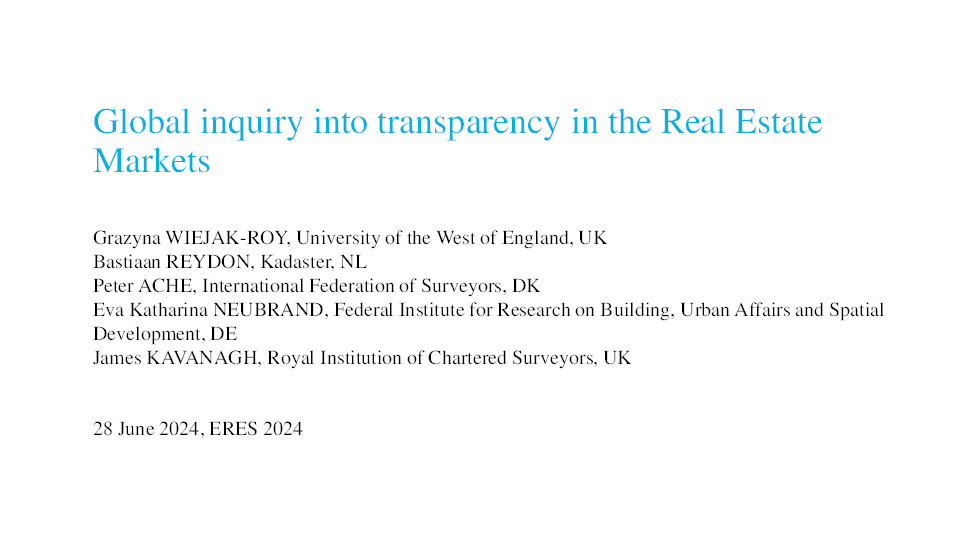 Global inquiry into transparency in the real estate  markets Thumbnail