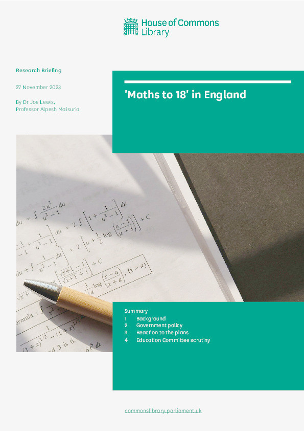 ‘Maths to 18’ in England Thumbnail