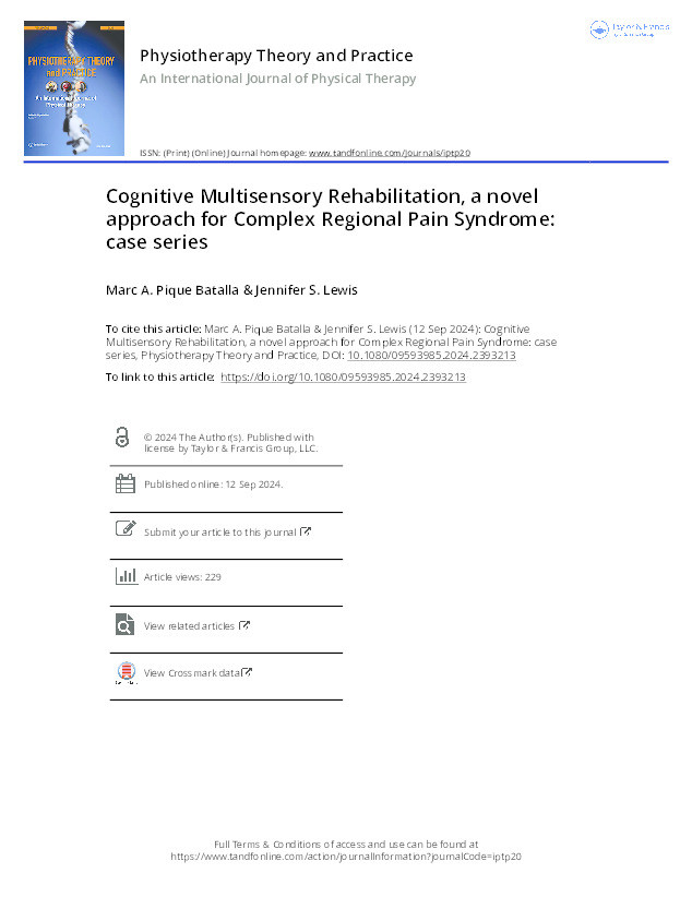 Cognitive Multisensory Rehabilitation, a novel approach for Complex Regional Pain Syndrome: Case series Thumbnail