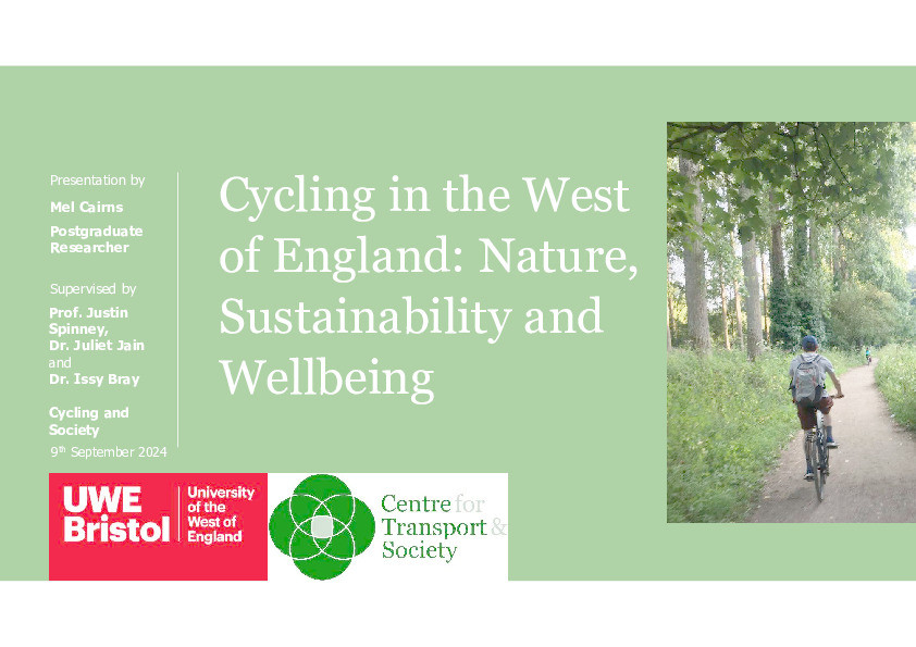 Cycling in the West of England: Nature, sustainability and wellbeing Thumbnail