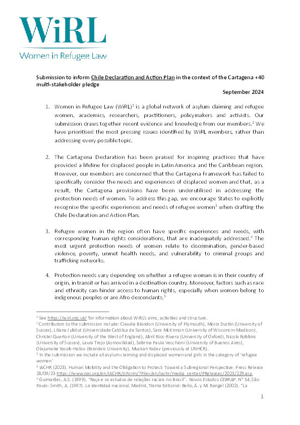 Submission to inform Chile Declaration and Action Plan in the context of the Cartagena +40 multi-stakeholder pledge Thumbnail