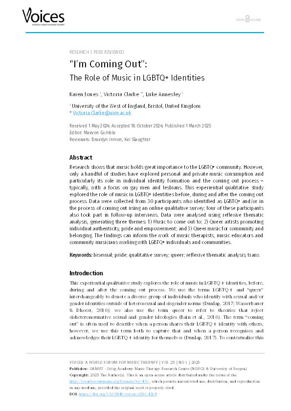 ‘I’m coming out’: The role of music in LGBTQ+ identities Thumbnail