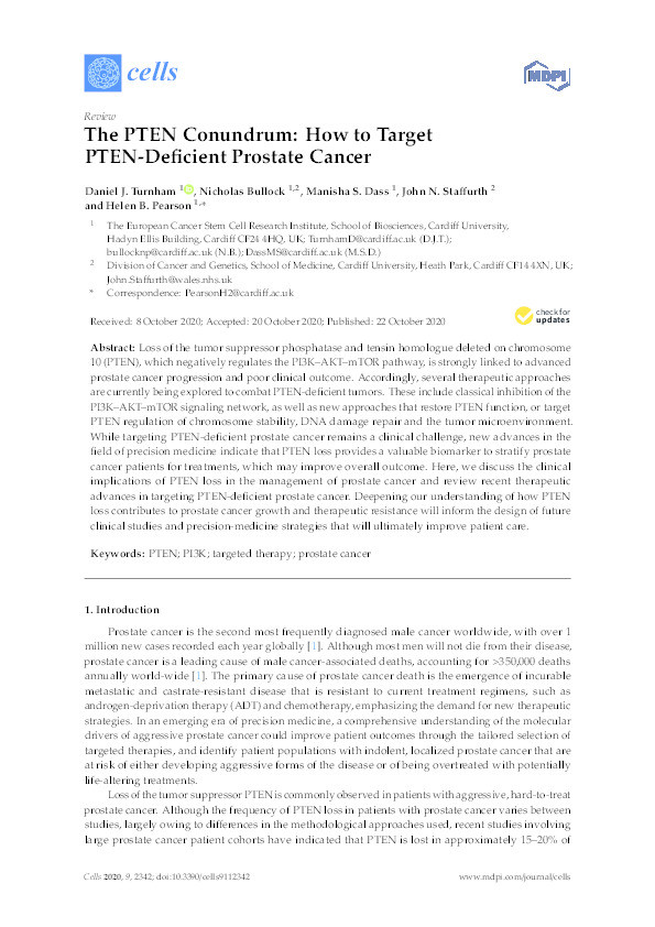 The PTEN conundrum: How to target PTEN-deficient prostate cancer Thumbnail