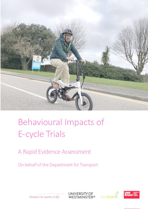 Behavioural impacts of e-cycle trials: A rapid evidence assessment Thumbnail