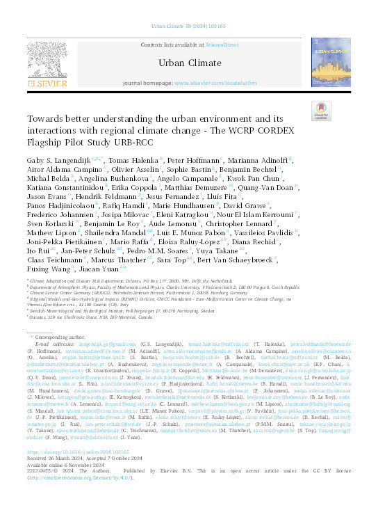 Towards better understanding the urban environment and its interactions with regional climate change - The WCRP CORDEX Flagship Pilot Study URB-RCC Thumbnail