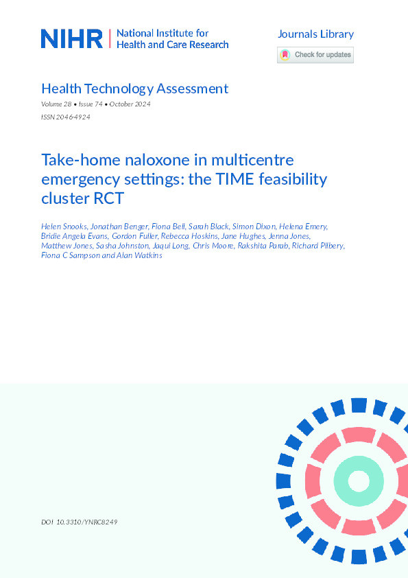 Take-home naloxone in multicentre emergency settings: The TIME feasibility cluster RCT Thumbnail