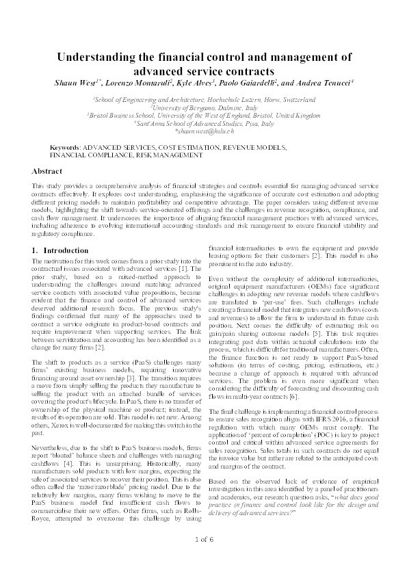 Understanding the financial control and management of advanced service contracts Thumbnail