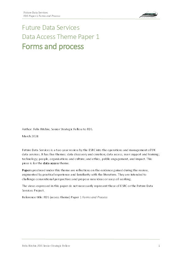 Future Data Services FDS Paper 1 Forms and Process Thumbnail