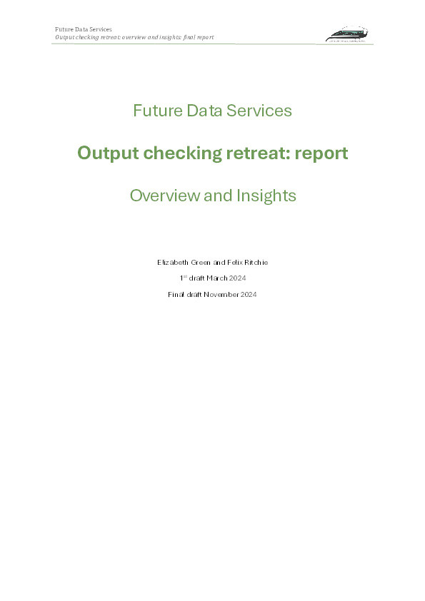 Output checking processes: Workshop report Thumbnail