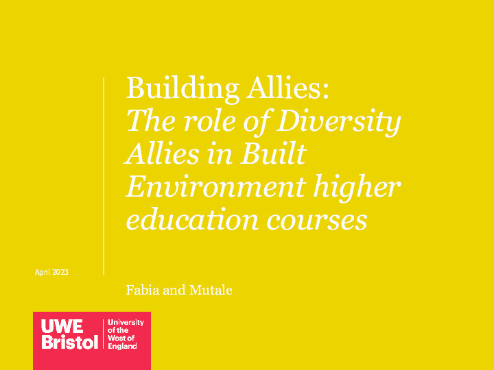 Building allies: The role of diversity allies in built environment higher education courses Thumbnail