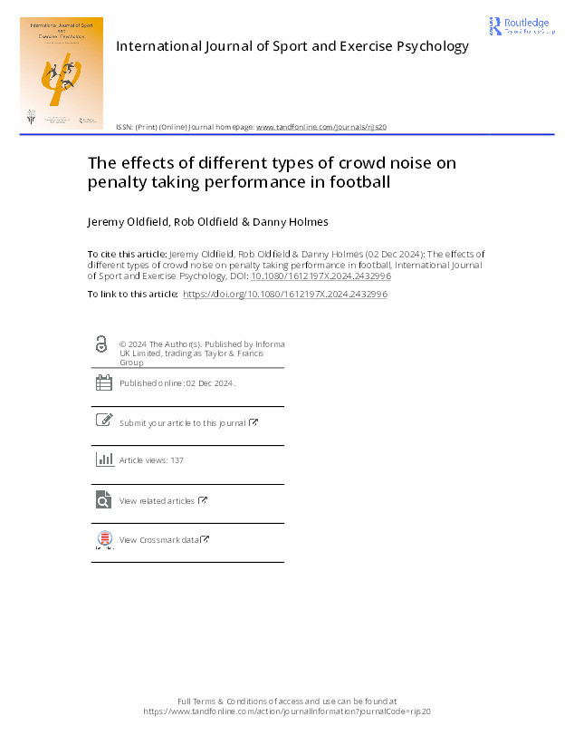 The effects of different types of crowd noise on penalty taking performance in football Thumbnail
