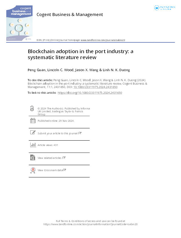 Blockchain adoption in the port industry: A systematic literature review Thumbnail